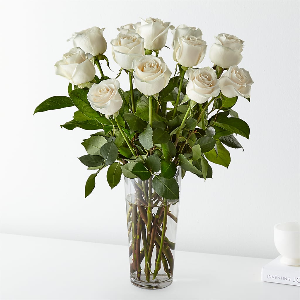 Long Stem White Rose Bouquet – Elite Flowers Of Hemet, Hemet CA