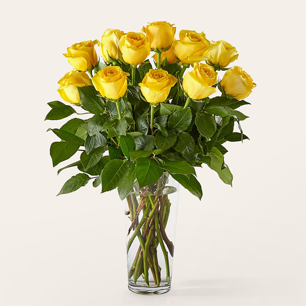 Long Stem Yellow Rose Bouquet – Elite Flowers Of Hemet, Hemet CA
