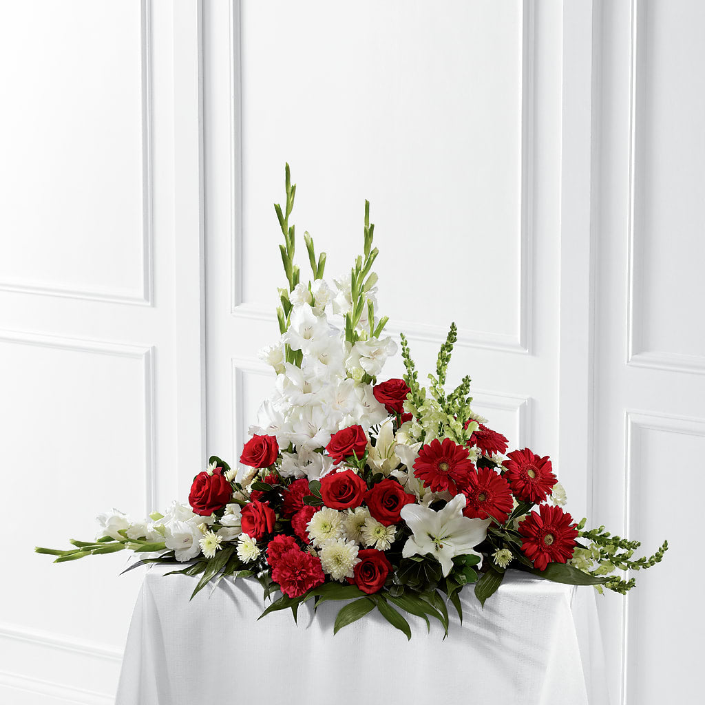Crimson & White Arrangement – Elite Flowers Of Hemet, Hemet CA