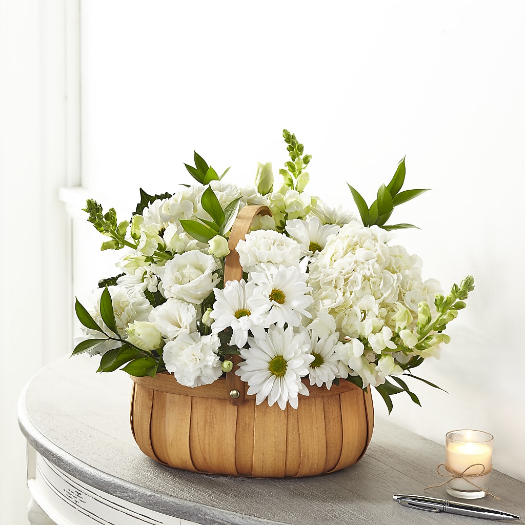 Pure Ivory Basket – Elite Flowers Of Hemet, Hemet CA