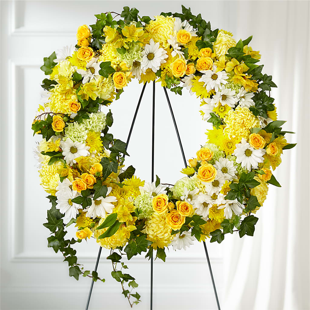 Golden Remembrance Wreath – Elite Flowers Of Hemet, Hemet CA