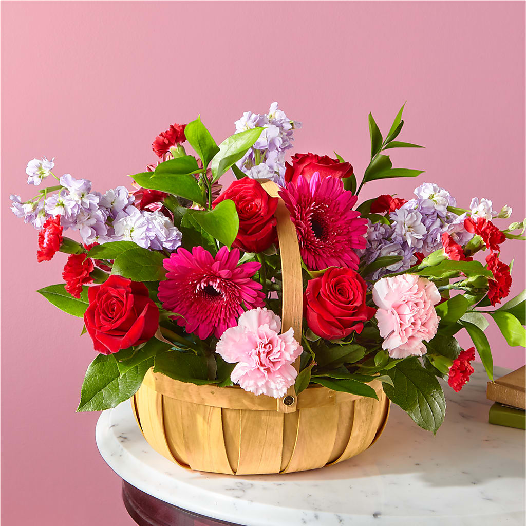 Pink Picnic Basket – Elite Flowers Of Hemet, Hemet CA