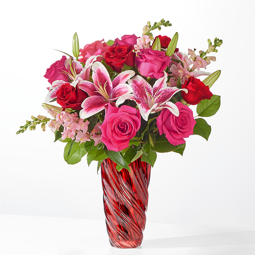 Always You Bouquet with Luxe Swirl Vase – Elite Flowers Of Hemet, Hemet CA