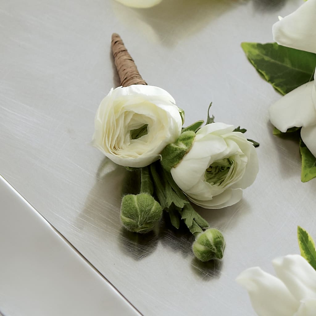 White Ranunculus Boutonniere – Elite Flowers Of Hemet, Hemet CA