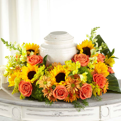 Faithful Sunflower Cremation Adornment –  Elite Flowers Of Hemet, Hemet CA