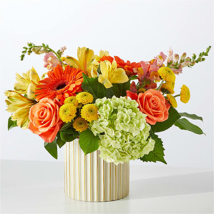 Autumn Sunshine Bouquet with Ivory Vase –  Elite Flowers Of Hemet, Hemet CA