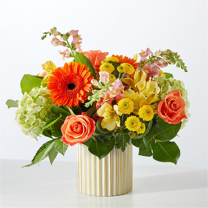 Autumn Sunshine Bouquet with Ivory Vase –  Elite Flowers Of Hemet, Hemet CA