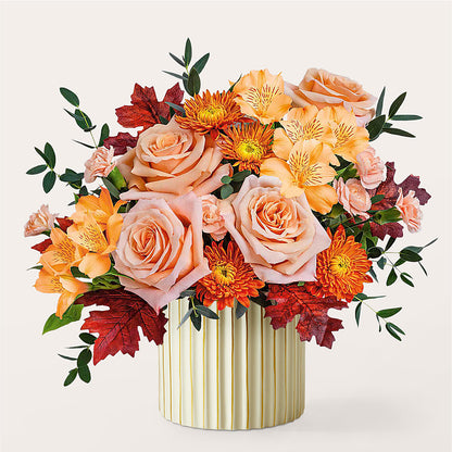 Spiced Latte Bouquet with Ivory Vase –  Elite Flowers Of Hemet, Hemet CA