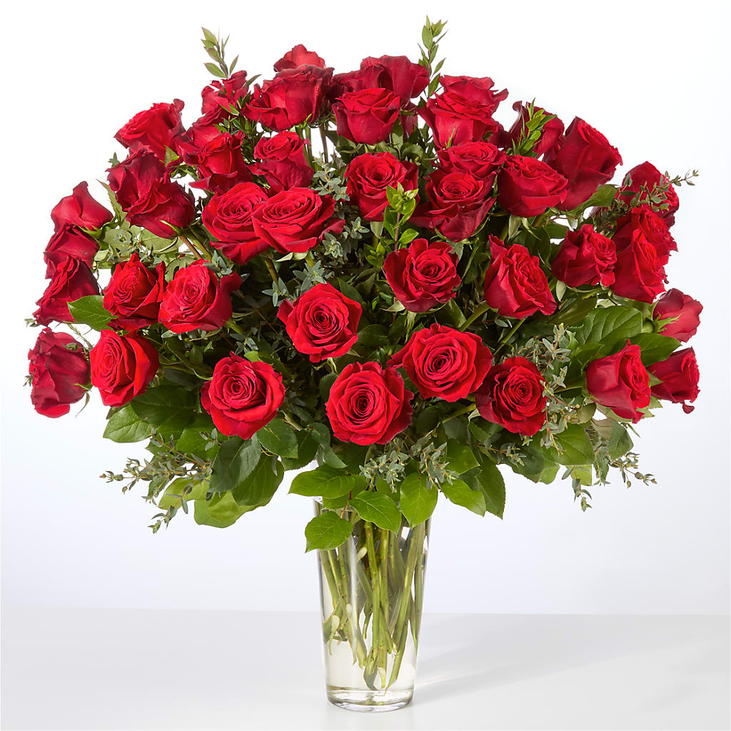 Forever Yours Fifty Stem Red Rose Bouquet –  Elite Flowers Of Hemet, Hemet CA